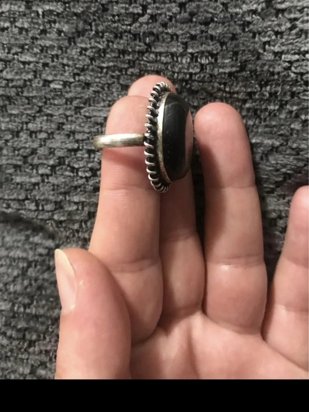 Sterling Silver Oval Green Stone Statement Ring